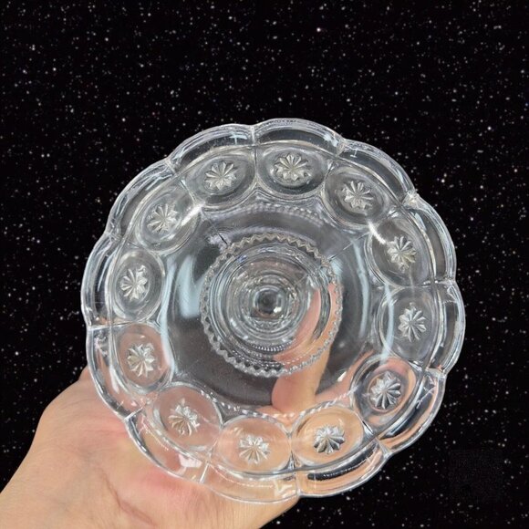 Antique EAPG Adams & Co Palace Moon & Stars Compote Large Clear Manganese 365nm - Picture 12 of 15